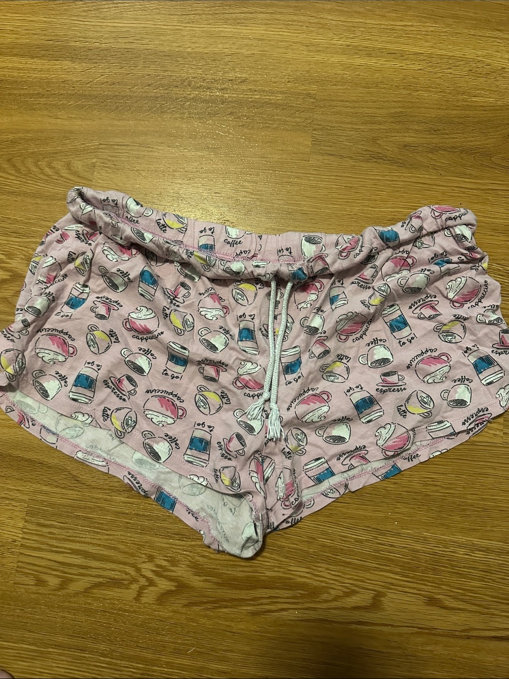 Womenβs Pink Coffee Print Pajama Shorts - Soft Sleepwear